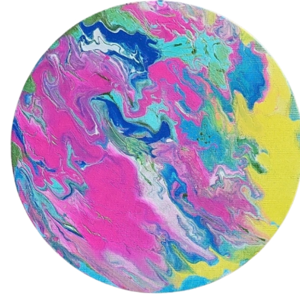 Hand Crafted Abstract Design Round 12 x 12 Inches Canvas Painting - Picture 3 of 4